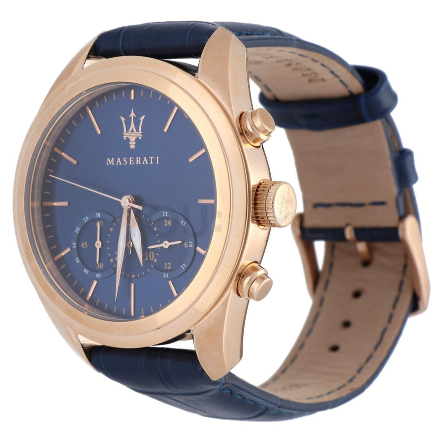 Maserati Traguardo Chronograph Blue Dial Blue Leather Strap Watch for Men - R8871612015