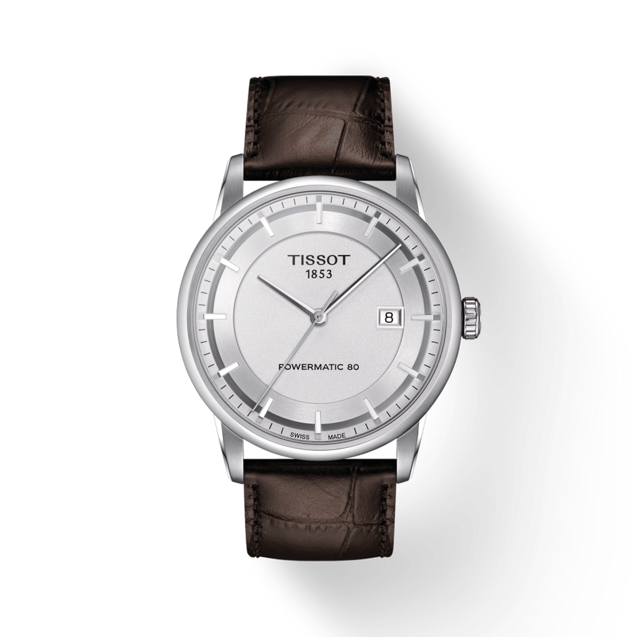 Tissot Luxury Powermatic 80 Silver Dial Brown Leather Strap Watch For Men - T086.407.16.031.00