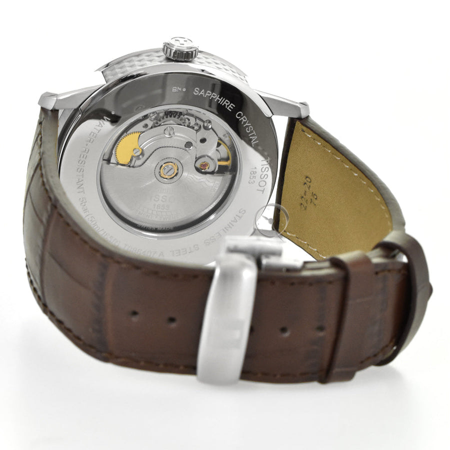 Tissot Luxury Powermatic 80 Silver Dial Brown Leather Strap Watch For Men - T086.407.16.031.00