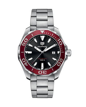 Tag Heuer Aquaracer Black Dial Silver Steel Strap Watch for Men - WAY101B.BA0746