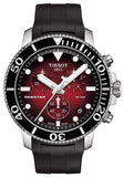 Tissot T120.417.17.421.00 Seastar 1000 Chronograph Quartz Men's Watch – Red Dial & Black Rubber Strap
