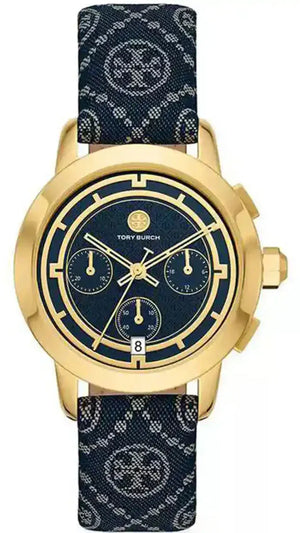 Tory Burch The Miller Chronograph Blue Dial Blue Jacquard Strap Watch for Women - TBW1038