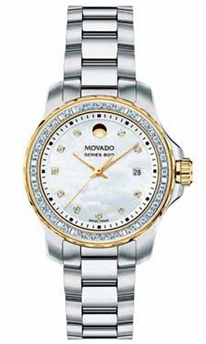 Movado Series 800 29mm Diamonds Mother of Pearl Dial Silver Steel Strap Watch For Women - 2600121