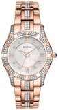 Bulova 98L197 Crystal Women's Watch – Mother of Pearl Dial & Rose Gold Steel Bracelet