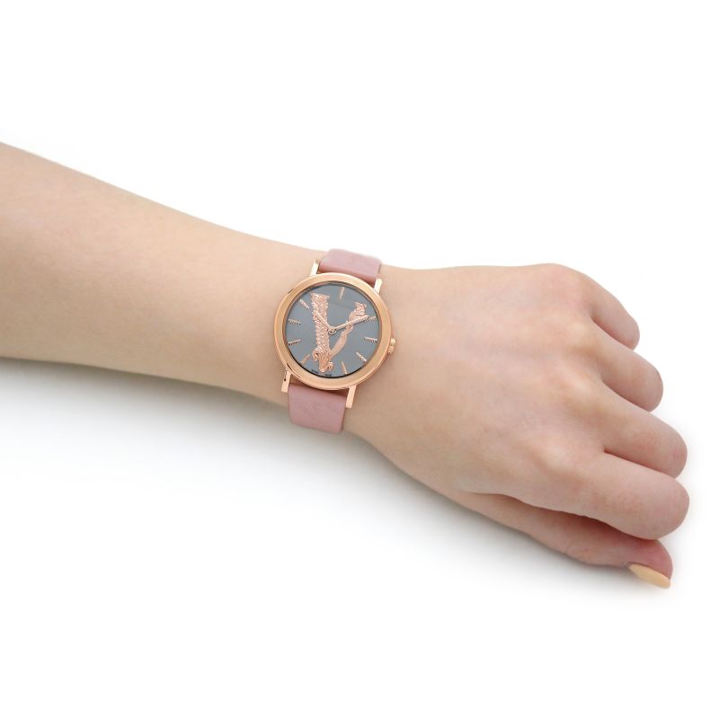 Versace Virtus Quartz Grey Dial Pink Leather Strap Watch for Women - VEHC00319