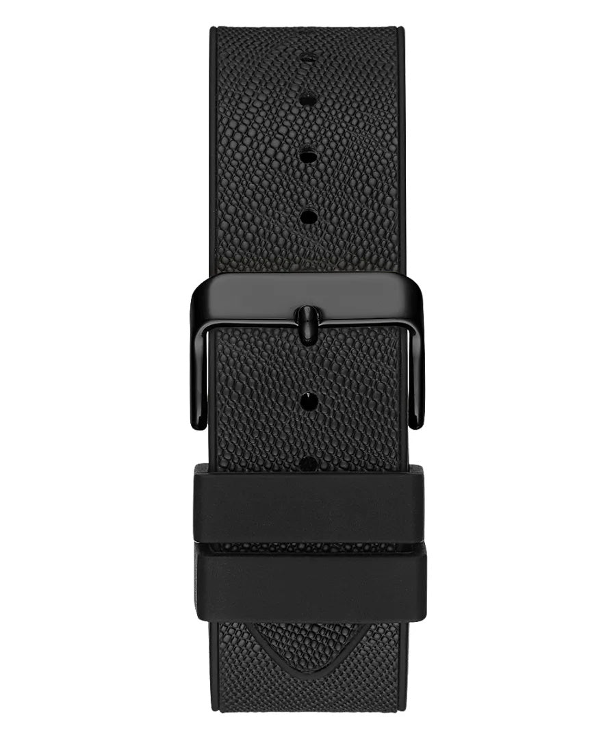 Guess Phoenix Multifunction Silver Dial Black Silicone Strap Watch For Men - GW0048G1