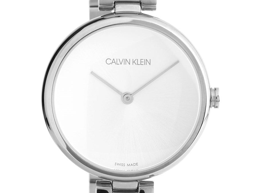 Calvin Klein Wavy Silver Dial Silver Steel Strap Watch for Women - K9U23146