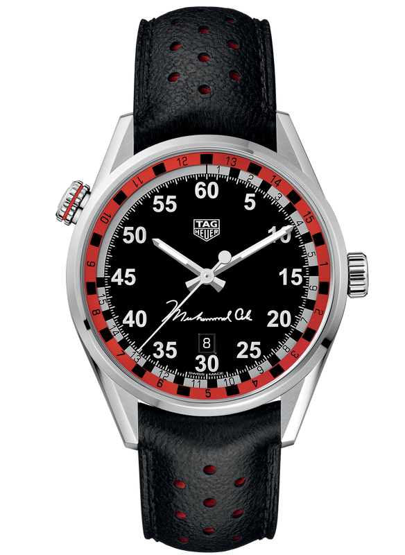 Tag Heuer Carrera Muhammad Ali Calibre 5 Black Dial Black Leather Strap Watch for Men - WAR2A11.FC6337