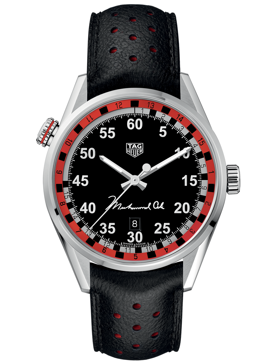 Tag Heuer Carrera Muhammad Ali Calibre 5 Black Dial Black Leather Strap Watch for Men - WAR2A11.FC6337