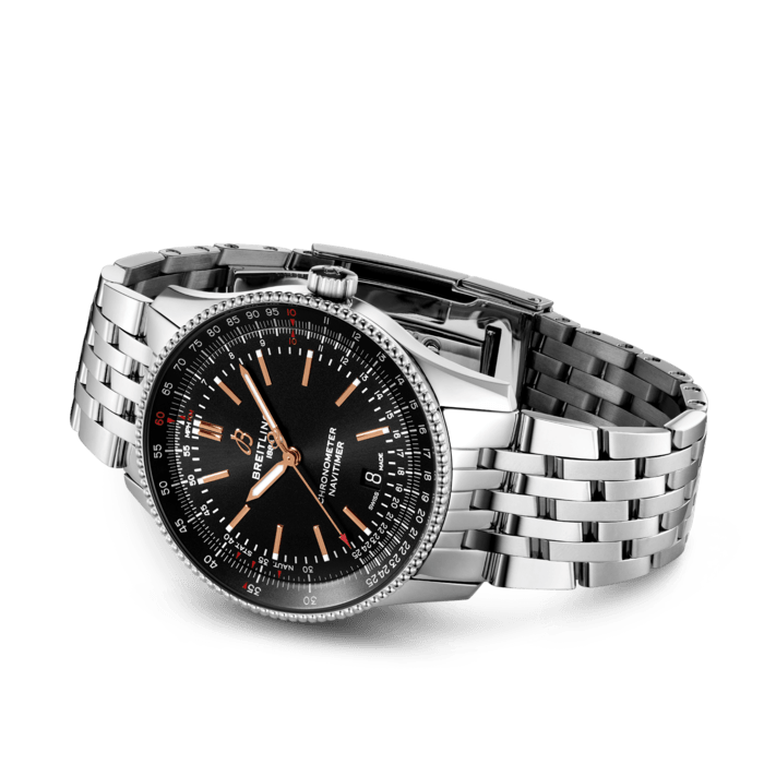 Breitling Navitimer Automatic 41mm Black Dial Silver Steel Strap Watch for Men - A17326241B1A1
