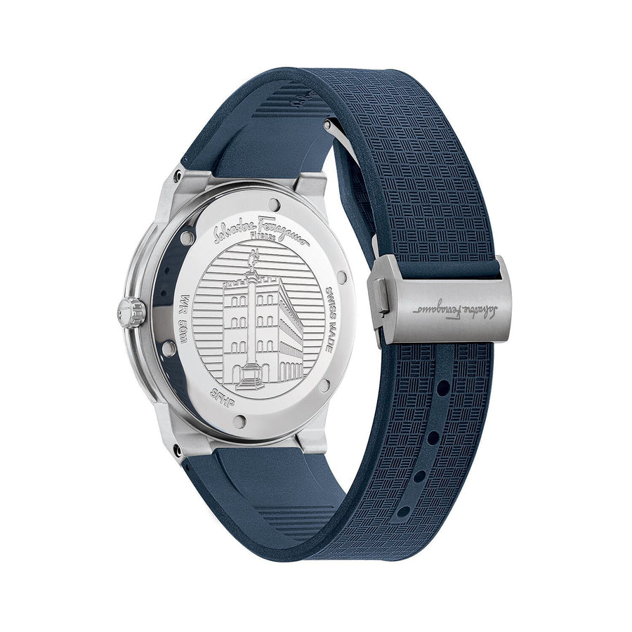 Salvatore Ferragamo Sapphire Blue Dial Blue Rubber Strap Watch for Men - SFHP00120