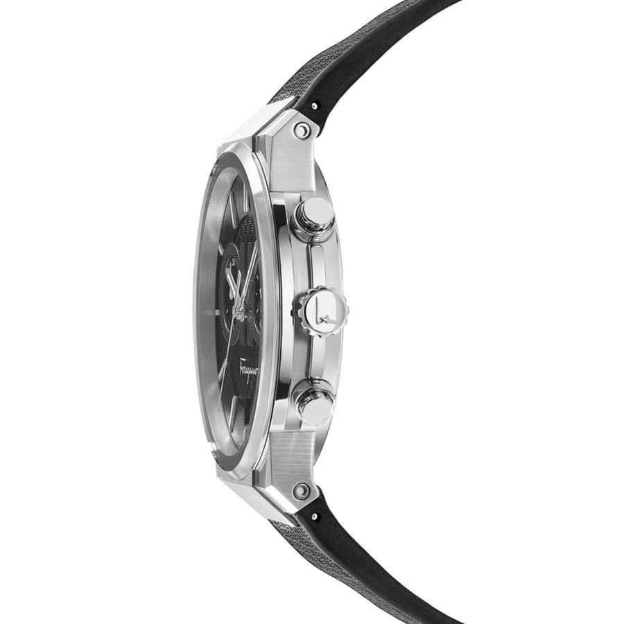 Salvatore Ferragamo Sapphire Chrono Black Dial Black Silicone Strap Watch for Men - SFME00121