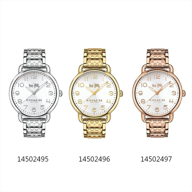 Coach Delancey White Dial Silver Steel Strap Watch for Women - 14502495