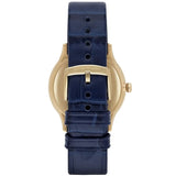 Emporio Armani Alpha Medium Blue Dial Blue Leather Strap Watch for Men - AR1848