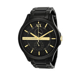 Armani Exchange Hampton Chronograph Black Dial Black Steel Strap Watch For Men - AX2121
