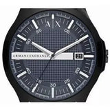 Armani Exchange Hampton Quartz Blue Dial Black Leather Strap Watch for Men - AX2411
