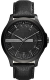 Armani Exchange Hampton Chronograph Black Dial Black Leather Strap Watch For Men - AX2400