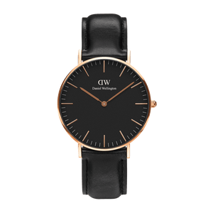 Daniel Wellington Classic Sheffield Black Dial Black Leather Strap Watch For Men - DW00100127