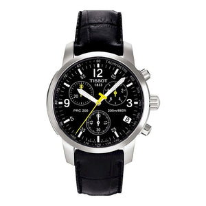 Tissot T Race PRC 200 Chronograph Quartz Black Dial Black Leather Strap Watch for Men - T17.1.526.52