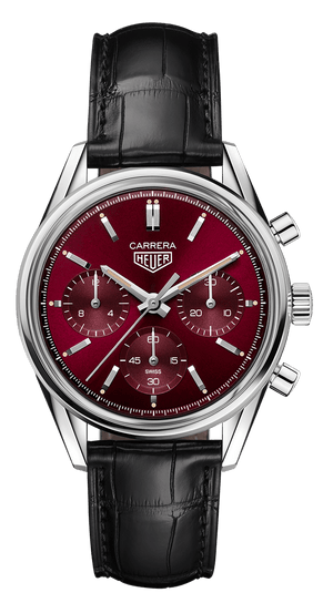 Tag Heuer Carrera Automatic Chronograph Red Dial Black Leather Strap Watch for Men - CBK221G.FC6479