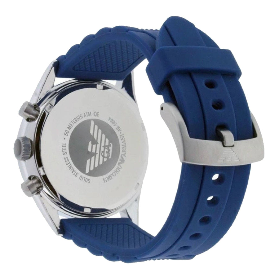 Emporio Armani Chronograph Blue Dial Blue Rubber Strap Watch For Men - AR5864