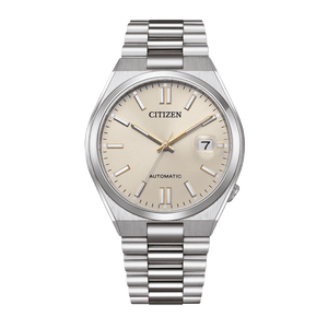 Citizen Tsuyosa Automatic Oatmeal White Dial Silver Steel Strap Watch For Men - NJ0151-88W