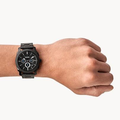 Fossil Machine Chronograph Black Dial Black Steel Strap Watch for Men - FS4552