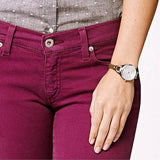 Fossil Georgia White Dial Brown Leather Strap Watch for Women - ES3060