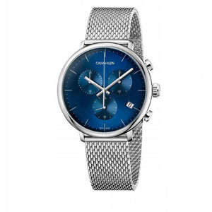 Calvin Klein High Noon Quartz Blue Dial Silver Mesh Bracelet Watch for Men - K8M2112N