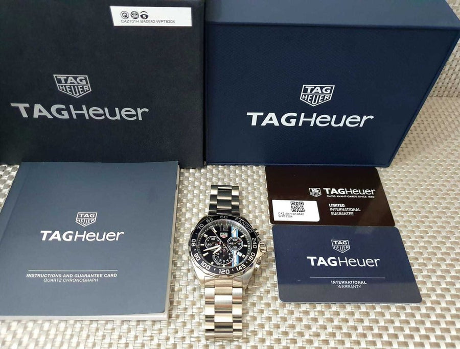 Tag Heuer Formula 1 Chronograph Black Dial Silver Steel Strap Watch for Men - CAZ101H.BA0842