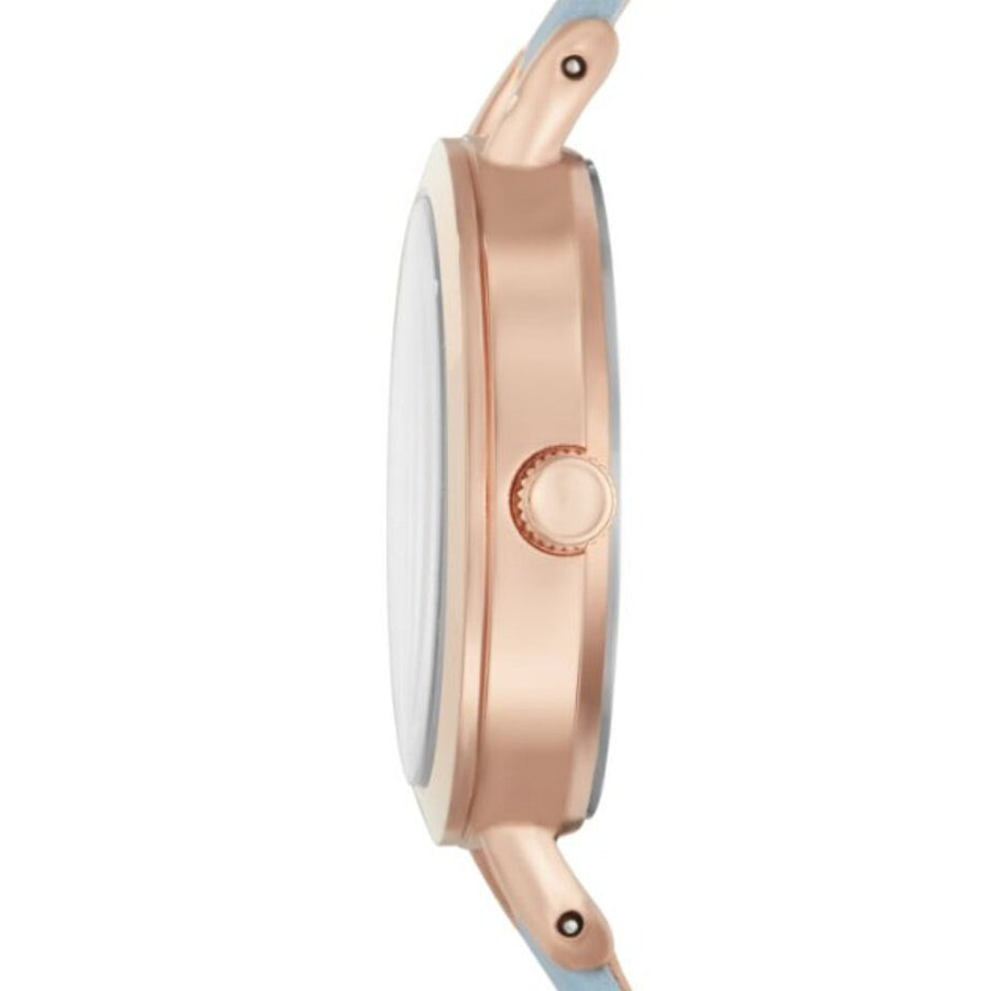 Fossil Classic White Dial Blue Leather Strap Watch for Women - BQ3327