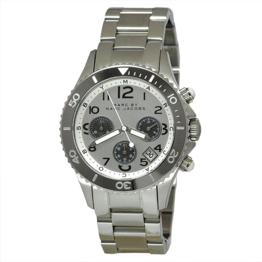 Marc Jacobs Marc Chronograph Silver Dial Silver Steel Strap Watch for Men - MBM3155