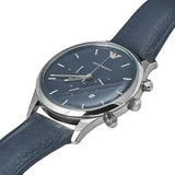 Emporio Armani Lambda Chronograph Blue Dial Blue Leather Strap Watch For Men - AR11018