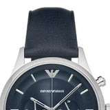 Emporio Armani Lambda Chronograph Blue Dial Blue Leather Strap Watch For Men - AR11018