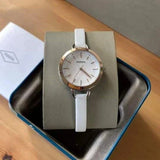 Fossil Classic Minute White Dial White Leather Strap Watch for Women - BQ3328