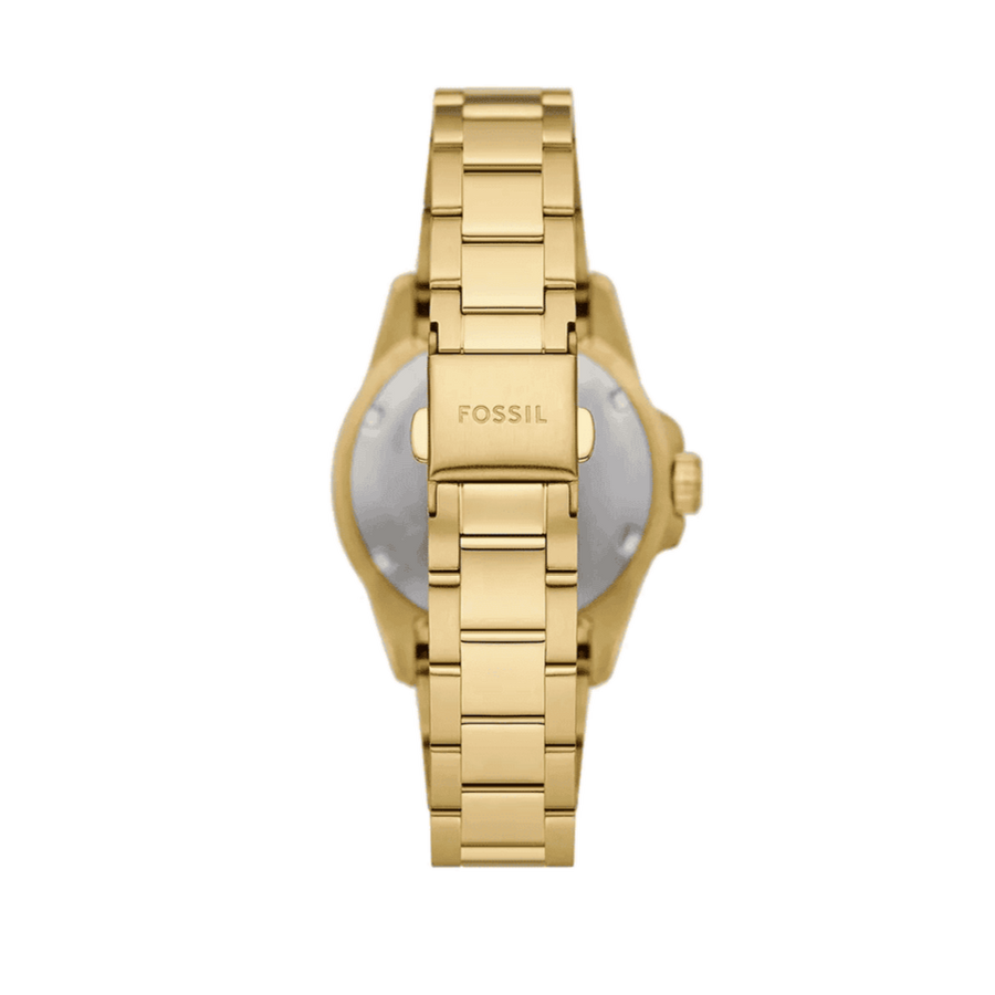 Fossil Blue Dive Three Hand White Dial Gold Steel Strap Watch For Women - ES5350