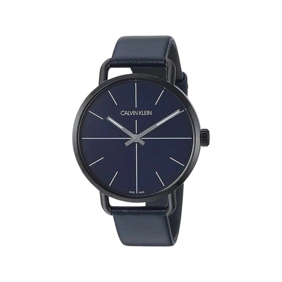 Calvin Klein Even Blue Dial Blue Leather Strap Watch for Men - K7B214VN