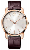 Calvin Klein City White Dial Brown Leather Strap Watch for Men - K2G21629