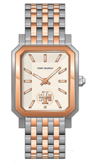 Tory Burch Robinson White Dial Two Tone Steel Strap Watch for Women - TBW1509