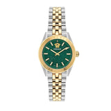 Versace V-Code Analog Green Dial Two Tone Steel Strap Watch for Women - VE8I00424