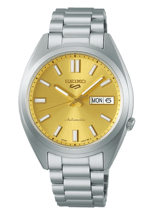 Seiko 5 Sports SNXS Automatic Gold Dial Silver Steel Strap Watch for Men - SRPL59K1