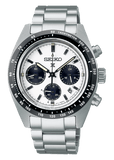 Seiko Prospex Speedtimer Solar Chronograph White Dial Silver Steel Strap Watch for Men - SSC813