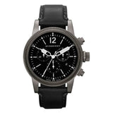 Burberry Utilitarian Chronograph Black Dial Black Leather Strap Watch for Men - BU7813