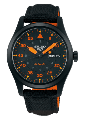 Seiko 5 Sports Flieger Pilot Automatic Black Dial Black Nylon Strap Watch for Men - SRPH33K1