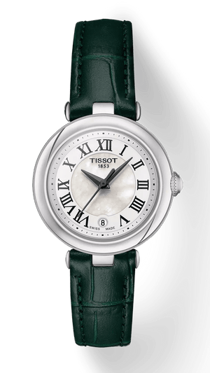 Tissot Bellissima Small Lady Mother of Pearl Dial Green Leather Strap Watch for Women - T126.010.16.113.02