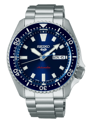 Seiko 5 Sports SKX Automatic Blue Dial Silver Steel Strap Watch for Men - SRPL83K1