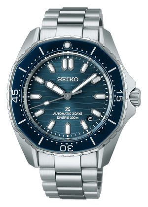 Seiko Prospex Polygonal Divers Automatic Blue Dial Silver Steel Strap Watch for Men - SPB483J1
