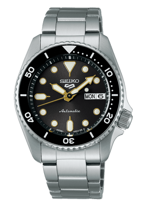 Seiko 5 Sports SKX Street Stonewash Black Dial Silver Steel Strap Watch for Men - SRPL79K1