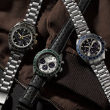 Seiko Prospex Speedtimer Solar Chronograph Black Dial Silver Steel Strap Watch for Men - SSC941