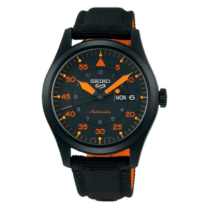 Seiko 5 Sports Flieger Pilot Automatic Black Dial Black Nylon Strap Watch for Men - SRPH33K1